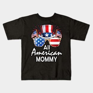 All American Mommy 4th of July USA America Flag Sunglasses Kids T-Shirt